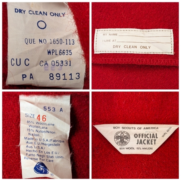 Vintage Boy Scouts of America BSA Official Red Wool Jacket Size 46 USA XL  F283 - Picture 7 of 7